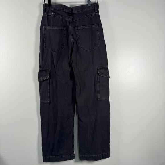 & Other Stories Womens Relaxed Wide Leg Cargo Jeans Black Wash High Rise Sz 6 - Picture 4 of 9